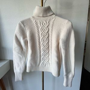 100% Wool Cable Knit Cream Theory Sweater